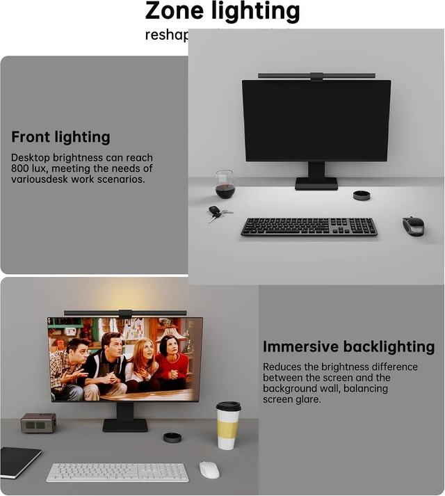 Alt view image 3 of 7 - Monitor Light Bar, Wireless Controller, Stepless Dimming Brightness & Color Temperature, Eye-Care Light Bar, No Screen Glare, Space Saving