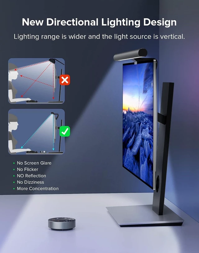 Alt view image 3 of 7 - Monitor Light Bar, Wireless Controller, Stepless Dimming Brightness & Color Temperature, Eye-Care Light Bar, No Screen Glare, Space Saving for Home Office Gaming(Front Light, Wireless Control)