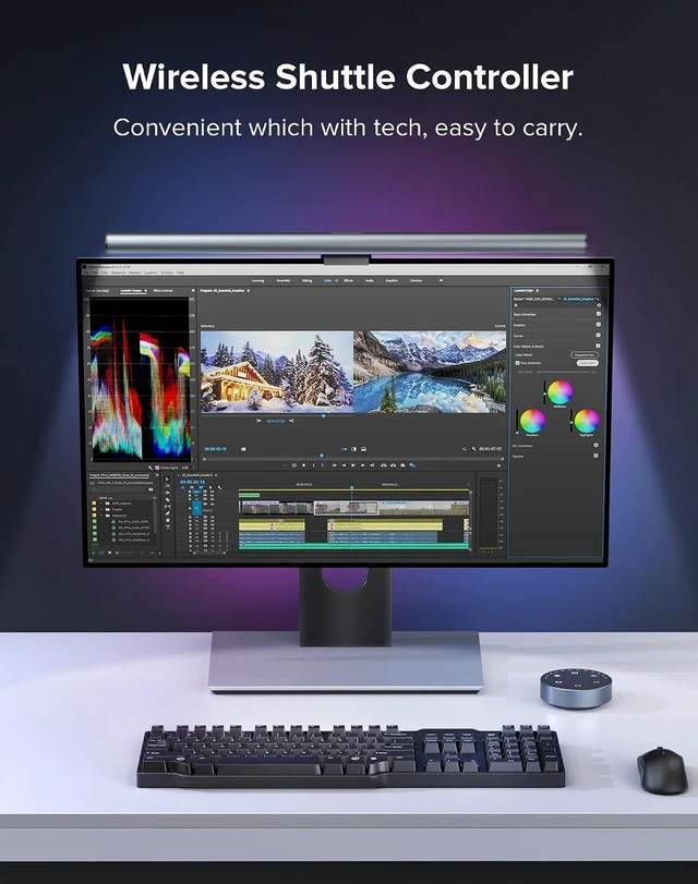 Alt view image 2 of 7 - Monitor Light Bar, Wireless Controller, Stepless Dimming Brightness & Color Temperature, Eye-Care Light Bar, No Screen Glare, Space Saving for Home Office Gaming(Front Light, Wireless Control)