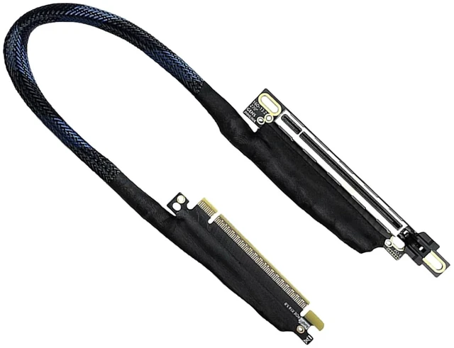 Main image of Braided PCIe 5.0 X16 Graphics Card Extender 270 Degree Bend Extension Cable Metal Connectors Shielded Line