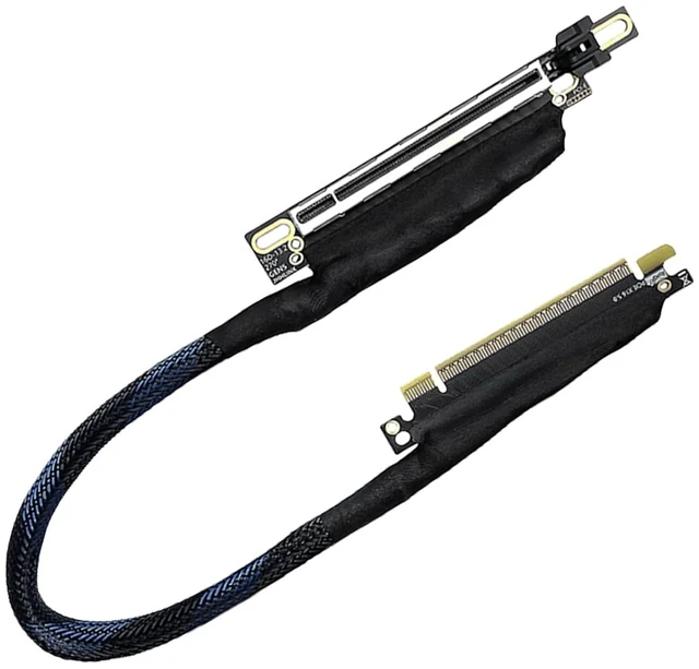 Alt view image 3 of 7 - Braided PCIe 5.0 X16 Graphics Card Extender 270 Degree Bend Extension Cable Metal Connectors Shielded Line