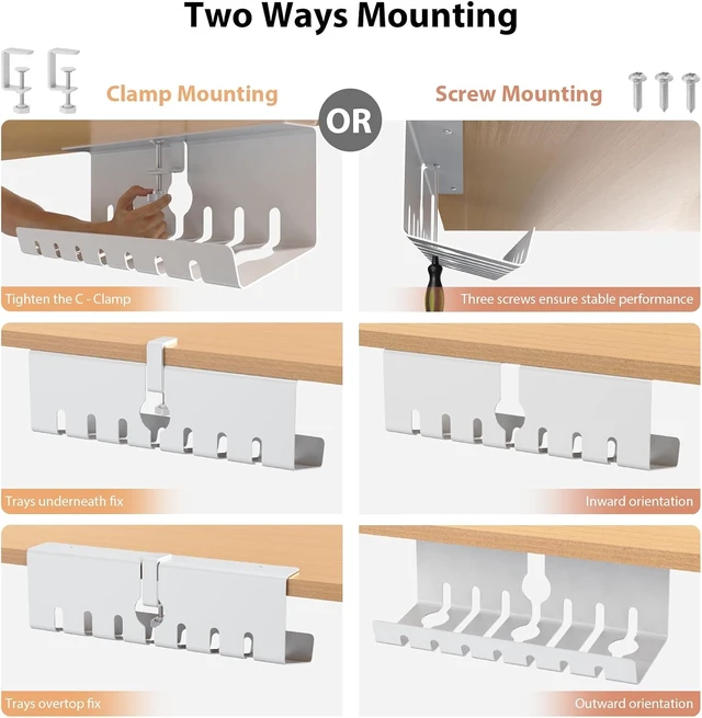 Alt view image 2 of 7 - Syeeiex Cable Management Under Desk,White,17 inch,2 Pack