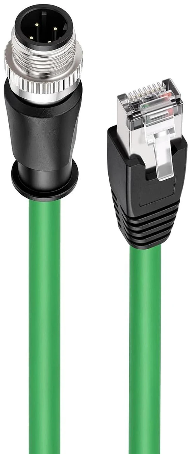 Alt view image 6 of 6 - HangTon M12 4 Pin D Coded to RJ45 Ethernet Cable for Sick Datalogic Sensor Barcode Reader Scanner Cat5e Network PoE Power 20m