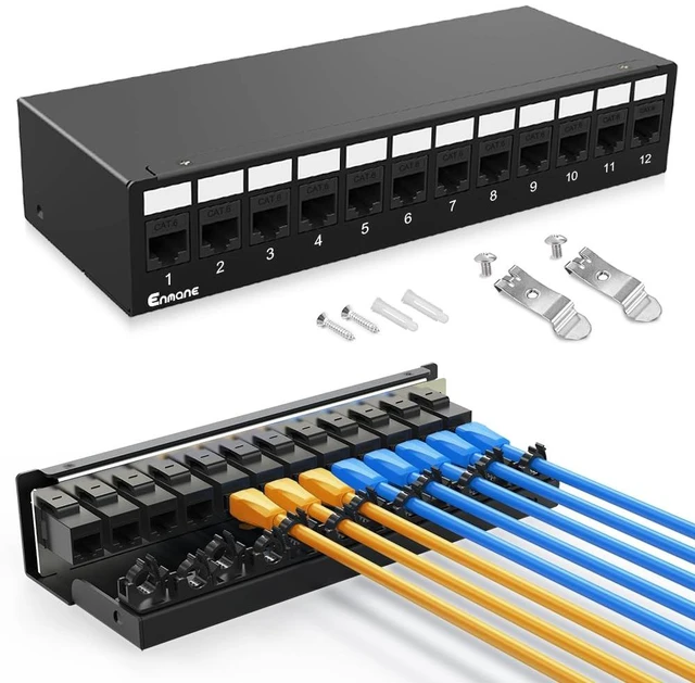 Main image of 12 Port Patch Panel CAT6 Keystone Patch Panel 1U Wall Mount