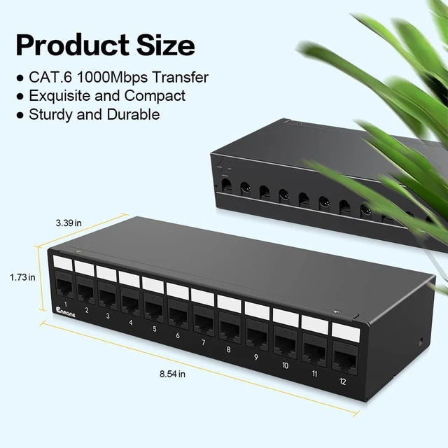 Alt view image 2 of 7 - 12 Port Patch Panel CAT6 Keystone Patch Panel 1U Wall Mount