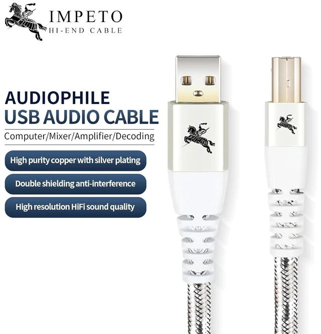 Alt view image 3 of 6 - Impeto Audiophiles USB Printer Cable, USB-A to USB-B Printer Cable 2.0, HiFi DAC Type-A to Type-B OTG Audio Cable, Data Cable Digital Cable 3.2ft/1M
