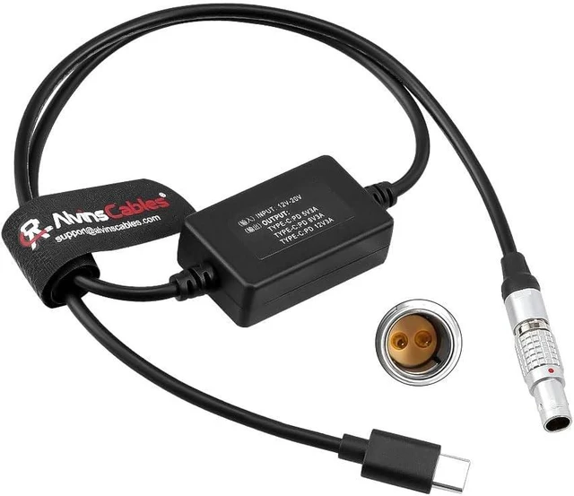 Main image of Alvin's Cables 2 Pin to Type-C Power Cable for Canon R5C, for Sony A7SIII FX3, Nikon Z5 Z9 S5, for ARRI Alexa, for Tilta Battery Plate, USB-C PD 5V 9V 12V 3A for Mirrorless Cameras Phones, 24in