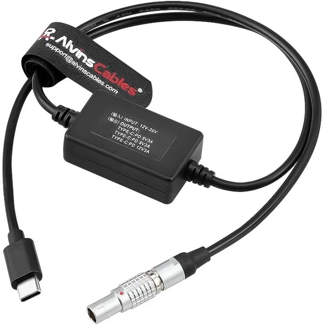 Alt view image 3 of 5 - Alvin's Cables 2 Pin to Type-C Power Cable for Canon R5C, for Sony A7SIII FX3, Nikon Z5 Z9 S5, for ARRI Alexa, for Tilta Battery Plate, USB-C PD 5V 9V 12V 3A for Mirrorless Cameras Phones, 24in