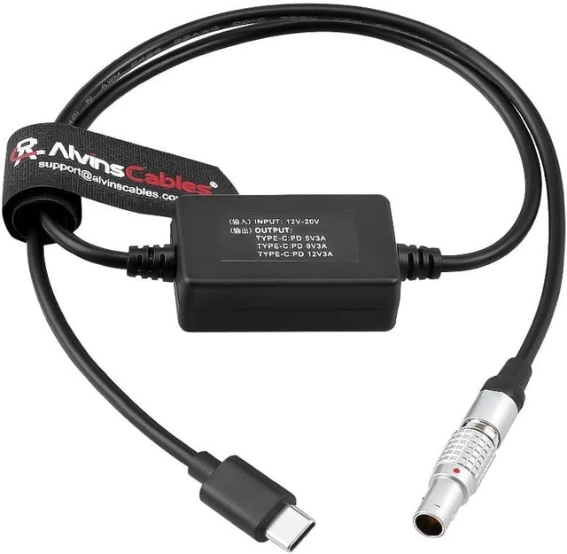 Alt view image 4 of 5 - Alvin's Cables 2 Pin to Type-C Power Cable for Canon R5C, for Sony A7SIII FX3, Nikon Z5 Z9 S5, for ARRI Alexa, for Tilta Battery Plate, USB-C PD 5V 9V 12V 3A for Mirrorless Cameras Phones, 24in