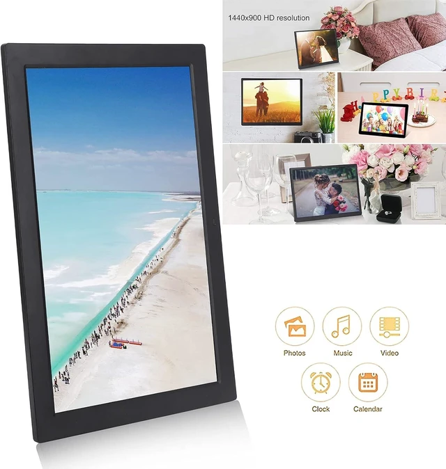 Alt view image 3 of 7 - 17in HD Large Digital Photo Frame Digital Photo Album 1440x900, Dual Modes Control, Support MP3 MP4 Image Play with Digital Clock Calendar for Family (US Plug)