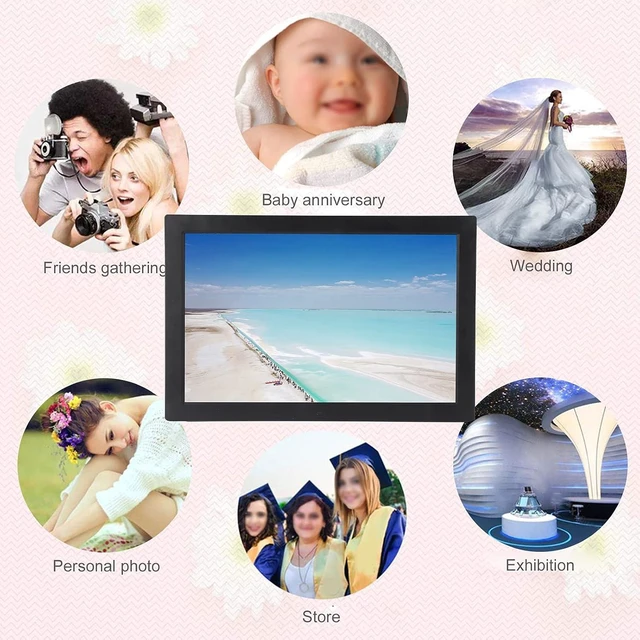 Alt view image 4 of 7 - 17in HD Large Digital Photo Frame Digital Photo Album 1440x900, Dual Modes Control, Support MP3 MP4 Image Play with Digital Clock Calendar for Family (US Plug)