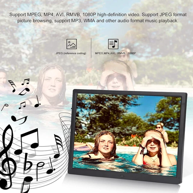 Alt view image 6 of 7 - 17in HD Large Digital Photo Frame Digital Photo Album 1440x900, Dual Modes Control, Support MP3 MP4 Image Play with Digital Clock Calendar for Family (US Plug)