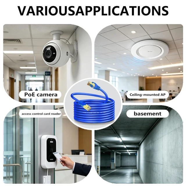 Alt view image 3 of 7 - Cat8 Ethernet Cable 300Ft Round S/FTP Outdoor&Indoor Heavy Duty High Speed Cat8 LAN Network Cable 40Gbps 2000Mhz Blue