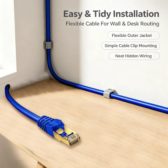 Alt view image 4 of 7 - Cat8 Ethernet Cable 300Ft Round S/FTP Outdoor&Indoor Heavy Duty High Speed Cat8 LAN Network Cable 40Gbps 2000Mhz Blue