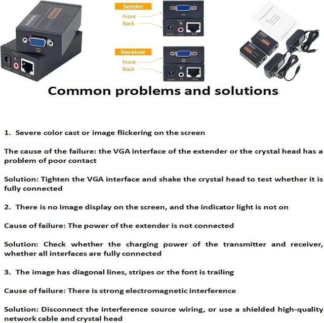 Alt view image 6 of 6 - 2 Pack VGA Extender Over Cat6 Cat5e up to 328ft / 100M