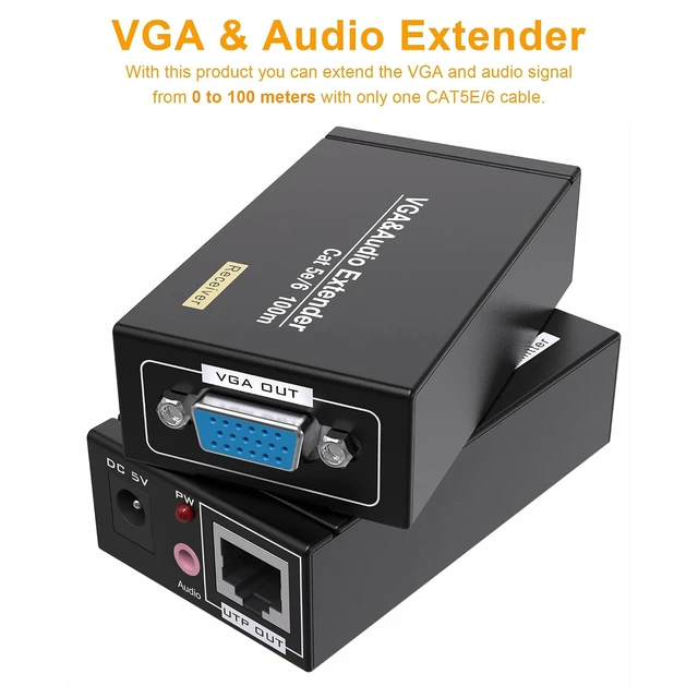 Alt view image 3 of 6 - 2 Pack VGA Extender Over Cat6 Cat5e up to 328ft / 100M