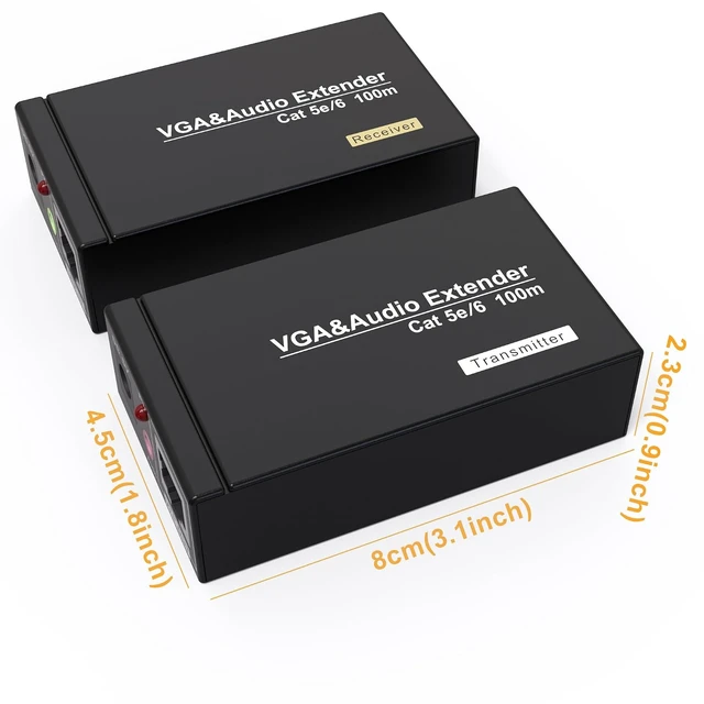 Alt view image 5 of 6 - 2 Pack VGA Extender Over Cat6 Cat5e up to 328ft / 100M