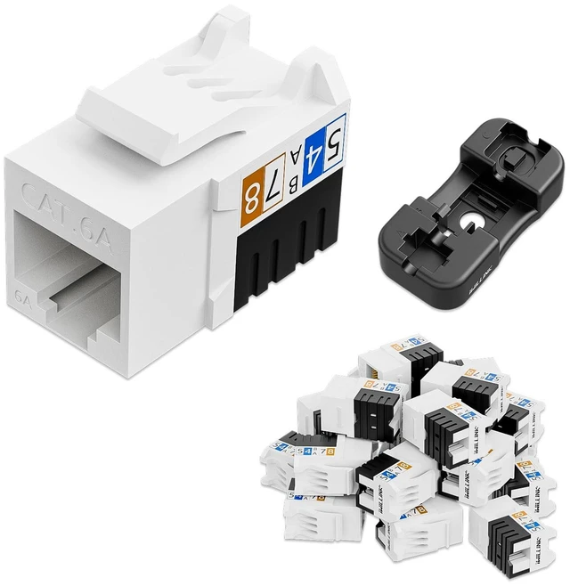 Main image of iwillink 10Gbps Cat6a Keystone Jack, 25-Pack, White