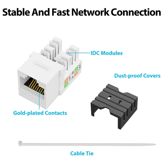 Alt view image 3 of 7 - iwillink 10Gbps Cat6a Keystone Jack, 25-Pack, White