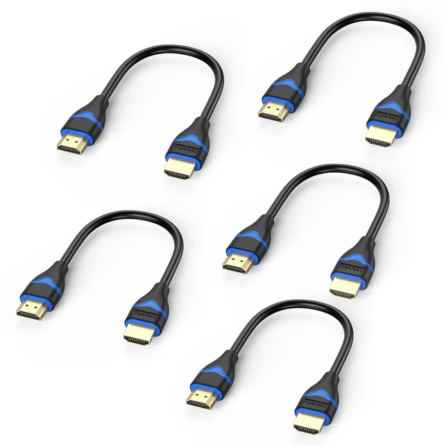 Main image of 4K Short HDMI Cable 6 inch 5-Pack, HDMI Cord 0.5FT High Speed HDMI to HDMI Cable 2.0(4K@60Hz, 2K@144Hz, 1080P@120Hz, 18Gbps, HDR, 3D, HDCP 2.2, ARC) for HDTV, Switch, PS4/PS5, Xbox, Blu-ray, Monitor