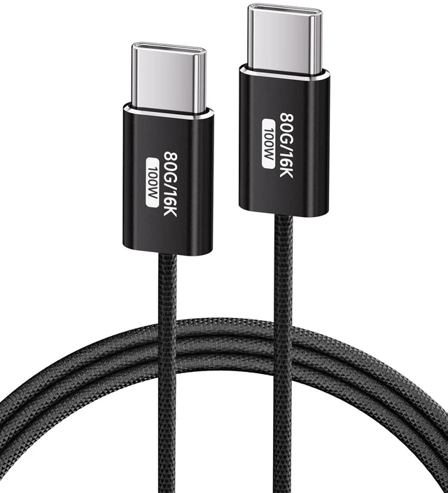 Main image of (Black, 3.3FT/1M) USB C to USB C Cable 80Gbps Data Transfer Compatible with Thunderbolt 5/4/3,Slim Connector,USB C Flexible 100W Fast Charging,16K/8K/4K Video for iPhone 17/16 Series,Macbook.