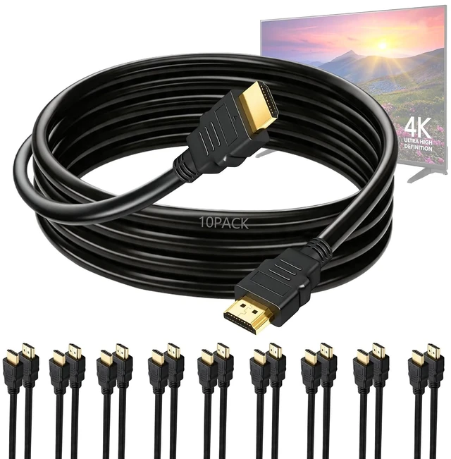Main image of HDMI Cable High Speed for TV: 6ft (10-Pack) 4K HD HDMI 2.0 Cord, 4K@60Hz 18Gbps 2160p HDR ARC Premium Certified Male to Male Wire for Monitor, Laptop, Computer, PC, PS4, Xbox, Roku, Soundbar