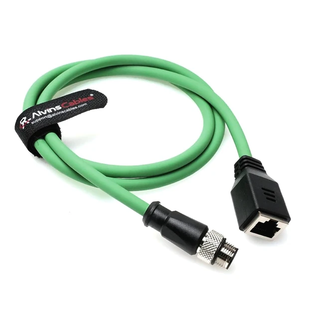 Alt view image 2 of 5 - Alvin's Cables M12 D-Code 4 Pin Male to RJ45 Female Ethernet Cable for Industrial Camera Sensor, RJ45 Female Socket High-Flex Cat6a Cable for Automation Application 16.4ft/5m Green