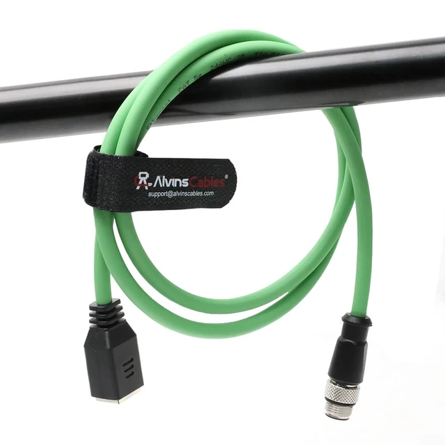 Alt view image 5 of 5 - Alvin's Cables M12 D-Code 4 Pin Male to RJ45 Female Ethernet Cable for Industrial Camera Sensor, RJ45 Female Socket High-Flex Cat6a Cable for Automation Application 16.4ft/5m Green