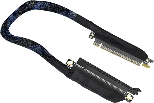 Main image of PCIe5.0 X16 Left Entry GPU Extension Cable with 180 Degree Rotation Braide Sleeving and Low Signals Attenuation
