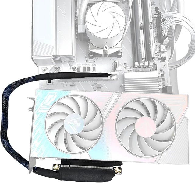 Alt view image 7 of 7 - PCIe5.0 X16 Left Entry GPU Extension Cable with 180 Degree Rotation Braide Sleeving and Low Signals Attenuation