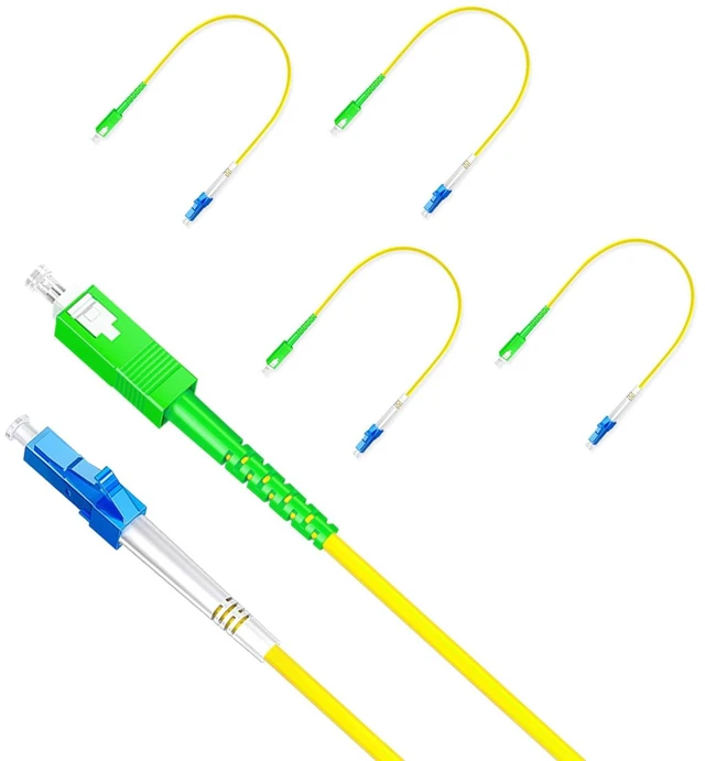 Main image of 5Pcs 0.3 Meter Fiber Optic Patch Cord SC for APC to LC UPC, Simplex Single Mode Fiber Cable Jumper OS2 G652D 9/125m, 1310nm/1550nm LSZH 3.0mm