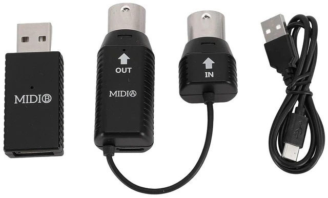 Main image of Cordless MIDI Adapter, USB Cordless BT MIDI Converter, Professional MIDI to USB MIDI Controller for Digital Piano Keyboard to MIDI Device, for OS X for iOS for Win XP