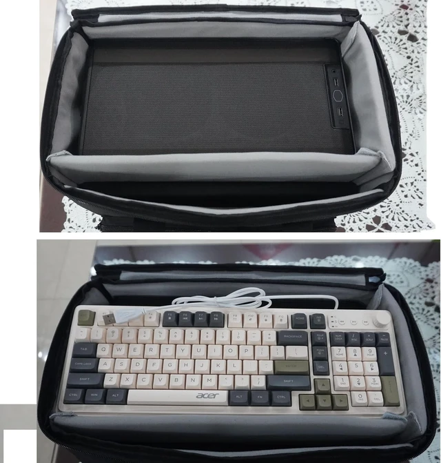 Alt view image 4 of 7 - Portable Shockproof Mini-ITX PC Travel Carry Case Bag for NR200/NR200P, with Cable Pockets & Luggage Strap 40.5 x 22 x 35cm ((Fits NR200 + Monitor & Keyboard))