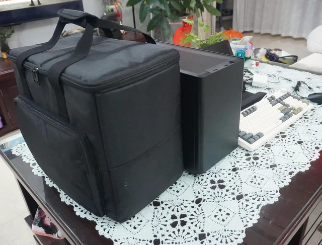 Alt view image 5 of 7 - Portable Shockproof Mini-ITX PC Travel Carry Case Bag for NR200/NR200P, with Cable Pockets & Luggage Strap 40.5 x 22 x 35cm ((Fits NR200 + Monitor & Keyboard))
