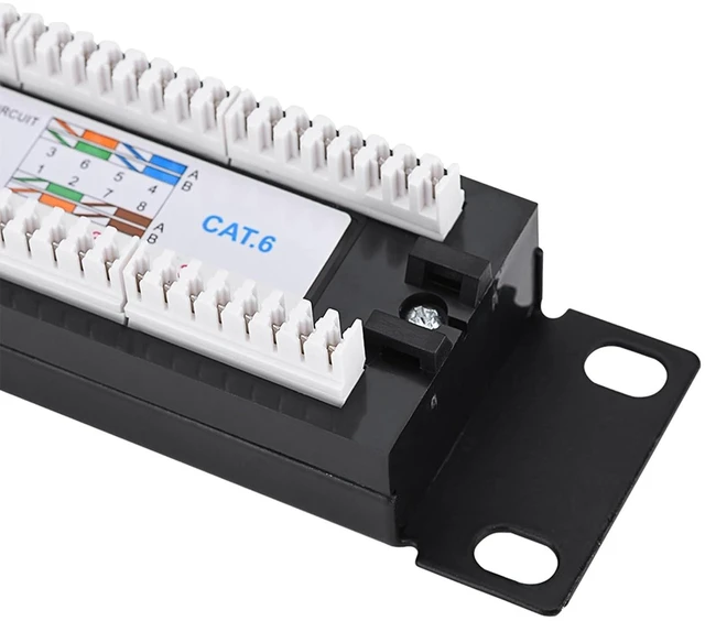 Alt view image 3 of 7 - CAT6 Patch Panel, 24 Port Rack Mount Cable Management Panel for High Speed Transmission in Data Centers and Home Offices, Black Metal Plastic 19 x 1.7 x 1.4 Inches