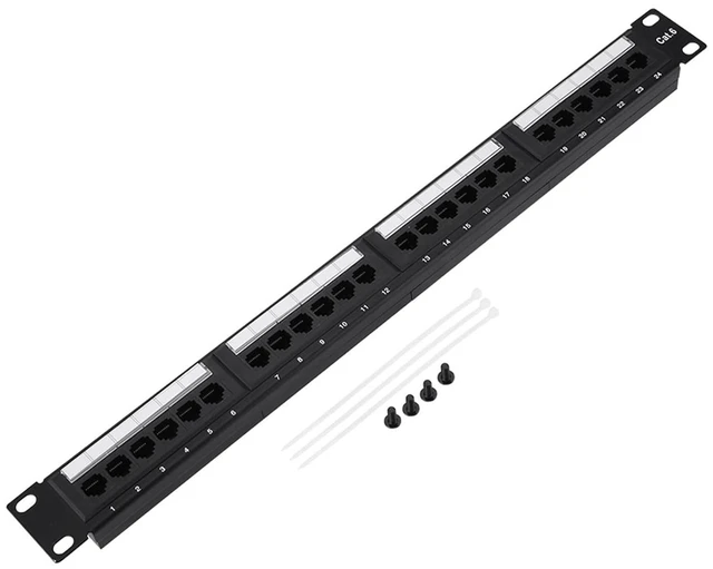 Alt view image 2 of 7 - CAT6 Patch Panel, 24 Port Rack Mount Cable Management Panel for High Speed Transmission in Data Centers and Home Offices, Black Metal Plastic 19 x 1.7 x 1.4 Inches