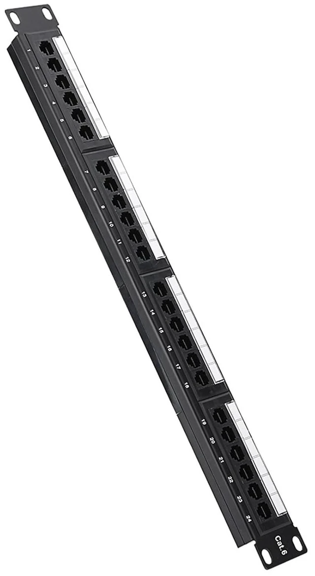 Alt view image 7 of 7 - CAT6 Patch Panel, 24 Port Rack Mount Cable Management Panel for High Speed Transmission in Data Centers and Home Offices, Black Metal Plastic 19 x 1.7 x 1.4 Inches