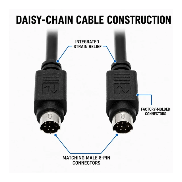 Alt view image 6 of 7 - Wirenest 50ft VISCA PTZ Daisy Chain Camera Control Cable for Sony EVI/BRC/SRG Series RS232 8 Pin Mini DIN to 8 Pin Mini DIN Serial