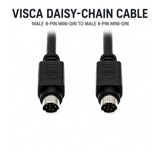 Alt view image 2 of 7 - Wirenest 50ft VISCA PTZ Daisy Chain Camera Control Cable for Sony EVI/BRC/SRG Series RS232 8 Pin Mini DIN to 8 Pin Mini DIN Serial