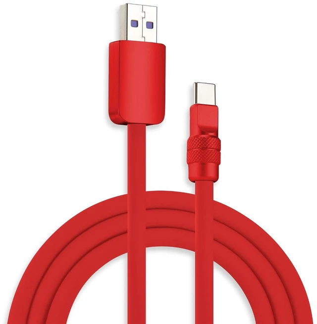 Main image of chubbycable Chubby 2.0 USB C 120W Fast Charging Cable Silicone Soft Durable USB C Cable Extra Thick Charger Cord Compatible with iPhone 17-15 Series iPad, Red+Red, USB-A to Type-C, 3.3FT