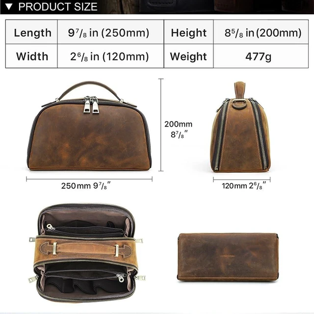 Alt view image 6 of 7 - CONTACTS Full Grain Leather Tech Organizer Travel Case for Electronics Accessories Portable Cable Organizer Pouch with Handle, Storage Bag for Charger, Cables, Power Bank, Mouse