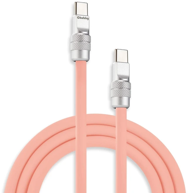 Main image of chubbycable USB C to C 240W Silicone Fast Charging Cable, Pink, 8.2FT