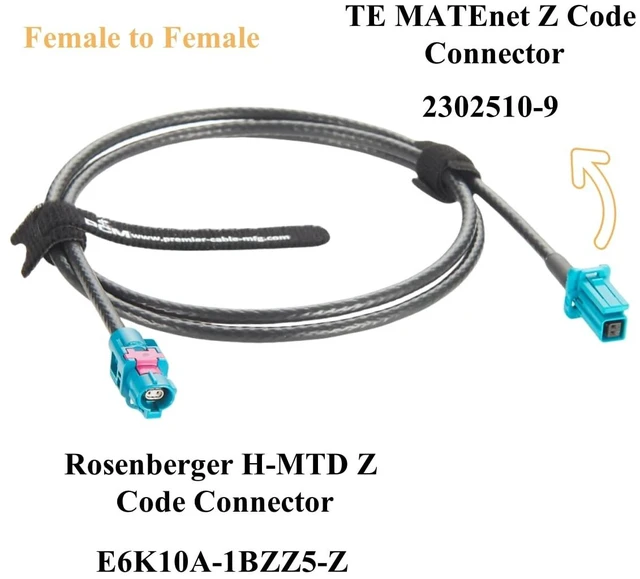 Alt view image 3 of 7 - Original Rosenberger H-MTD Female to TE MATEnet Female Automotive Ethernet Cable 1Gbps E6K10A-1BZZ5-Z to 2302510-9 Shielded Connector 100/1000BASE-T1 for ADAS Camera, ECU, IVI Networking(1M/3.28FT)