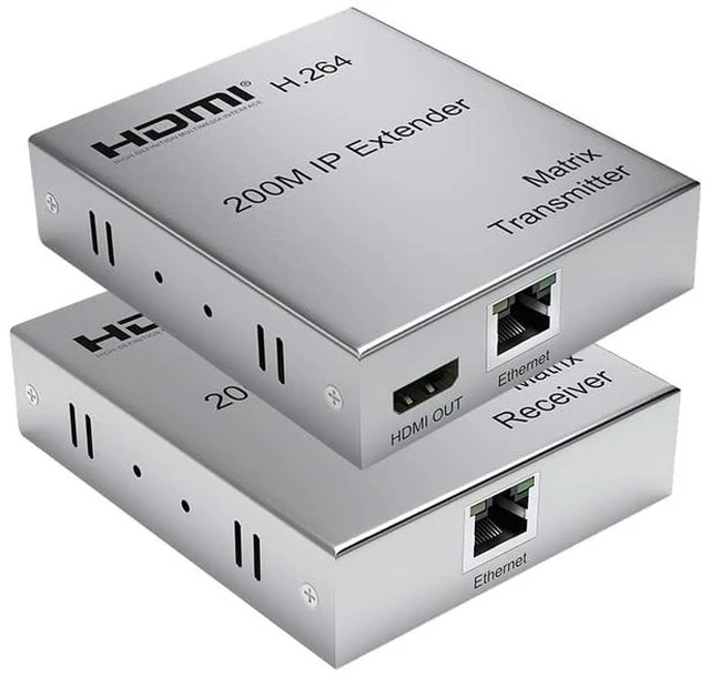 Main image of 200M HDMI KVM IP Extender, Over UTP/STP CAT5e CAT6 RJ45 Ethernet LAN Network Cable HDMI Extender Matrix for PS3 PS4 PS5 PC to Several TV TCP IP Protocol (TX+RX)