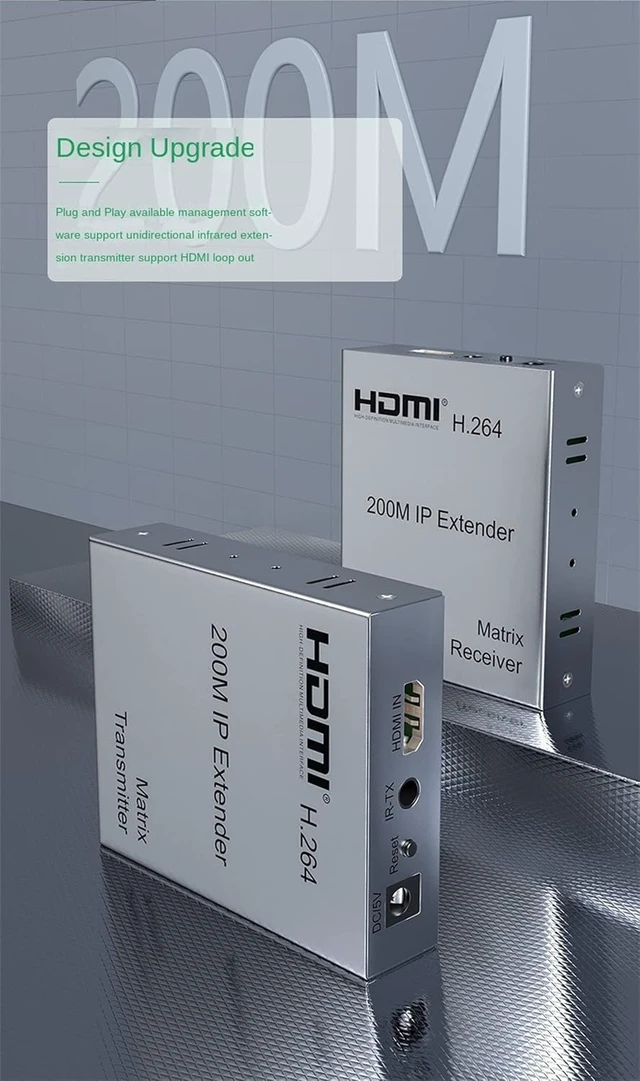 Alt view image 2 of 7 - 200M HDMI KVM IP Extender, Over UTP/STP CAT5e CAT6 RJ45 Ethernet LAN Network Cable HDMI Extender Matrix for PS3 PS4 PS5 PC to Several TV TCP IP Protocol (TX+RX)