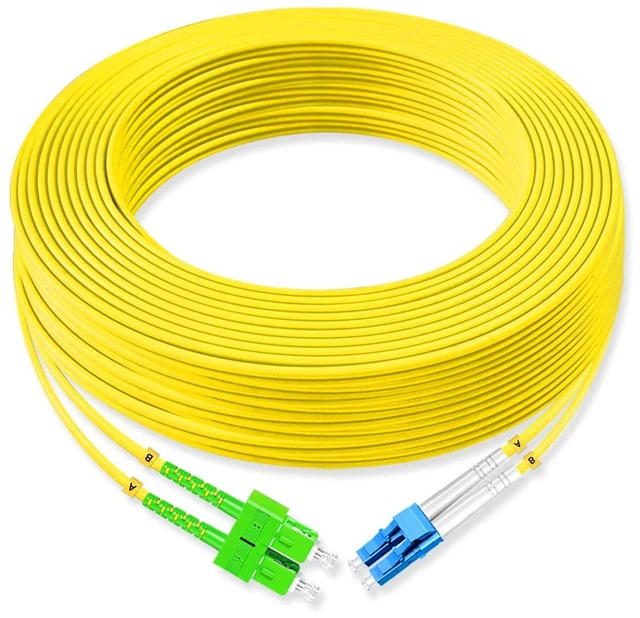 Main image of 1Pcs 30 Meter Fiber Optic Patch Cord SC for APC to LC UPC, Duplex Single Mode Fiber Cable Jumper OS2 G652D 9/125m, 1310nm/1550nm LSZH 3.0mm