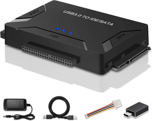 Main image of USB 3.0 to IDE/SATA Hard Drive Adapter, External Converter for 2.5" 3.5" IDE SATA HDD SSD DVD Optical Drive, Universal Hard Drive Reader with 12V 2A Power Supply Support 6TB