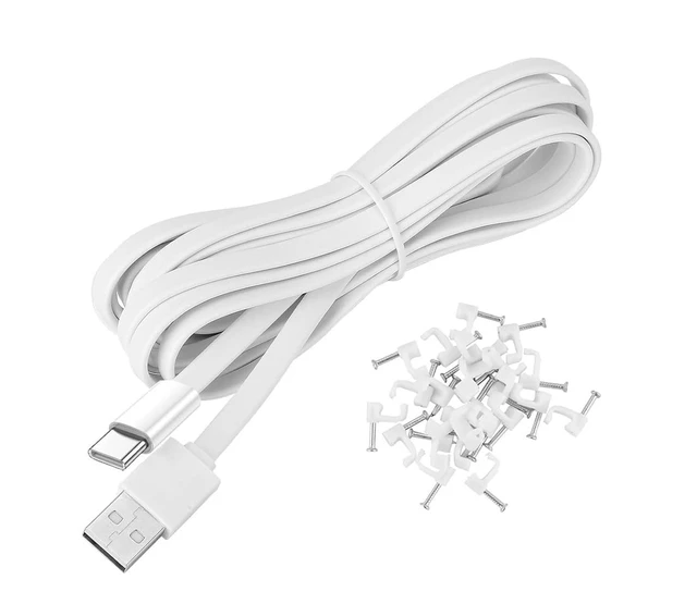 Alt view image 7 of 7 - 50FT/15m Type C Extension Cable for CCTV Security Camera,Wyze Cam v4,Pan v4,Wyze V3,WYZE Duo Cam Pan,Petcube Cam Indoor/Petcube Cam 360,Tapo TP-Link 2K C120,Flat USB C Extension Charging Cord