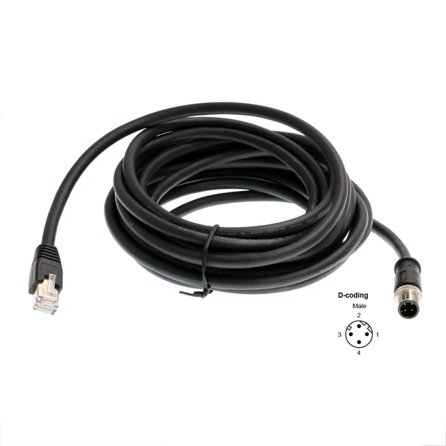 Alt view image 2 of 5 - HangTon Ethernet Cable for Omron Sick Vision Sensor Camera PC Network Router, M12 D Coded 4 Pin to RJ45 Cat6 8m