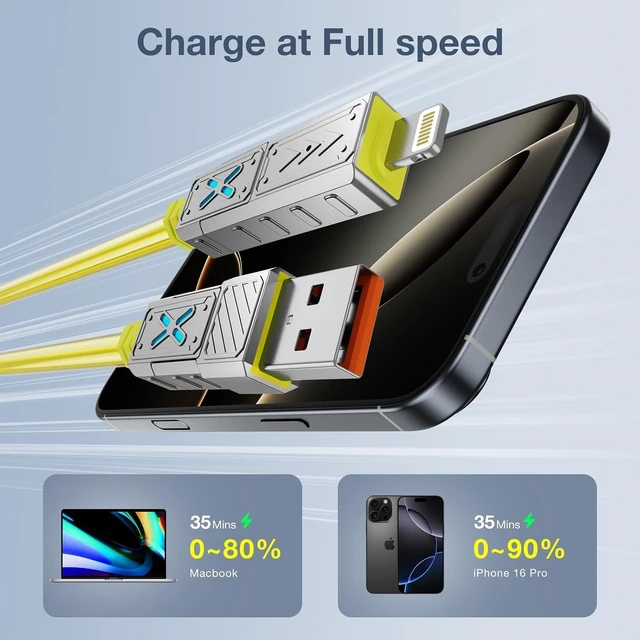 Alt view image 4 of 7 - 4-in-1 USB C to Lightning Cable 240W Fast Charging Cable USB to USB C Cord Compat. for iPhone Charger 5ft USB A to USB C Cord Compat. with iPhone 18 17 16 15 14 13 Pro Max iPad MacBook